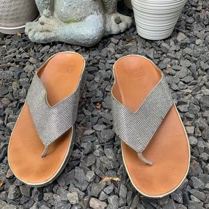 Silver fit flop slippers